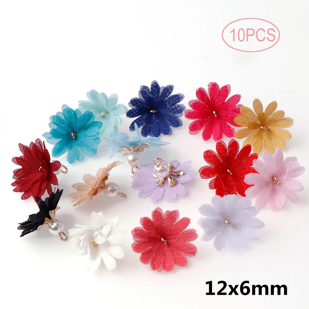 10 stk mix farve blomst kvast bomuldstråd frynser til macrame diy smykker nøglering mobiltelefon stropper øreringe halskæde vedhæng: 4