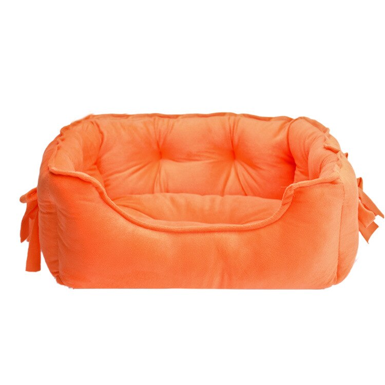 Mc Ster Zachte Huisdier Bed Kat Hond Korte Pluche Sofa Nest Strik Comfortabele Katoen Puppy Huis Kennel L/S waterdichte Warme Slaap Mat: Orange / L