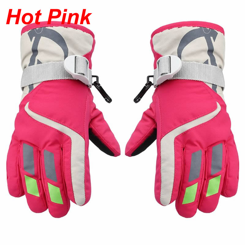 Kids Wanten Kinderen Jongens Meisjes Winter Warm Winddicht Waterdicht Antislip Sport Ski Handschoenen Kids Ademend Verstelbare Handschoen: Hot Pink