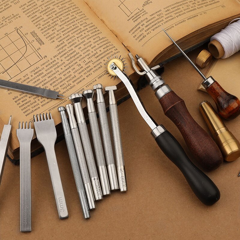 KAOBUY-Kit de herramientas profesionales para artesanía de cuero, accesorios para costura a mano, punzón, tallado, trabajo, sillín, herramienta de bricolaje