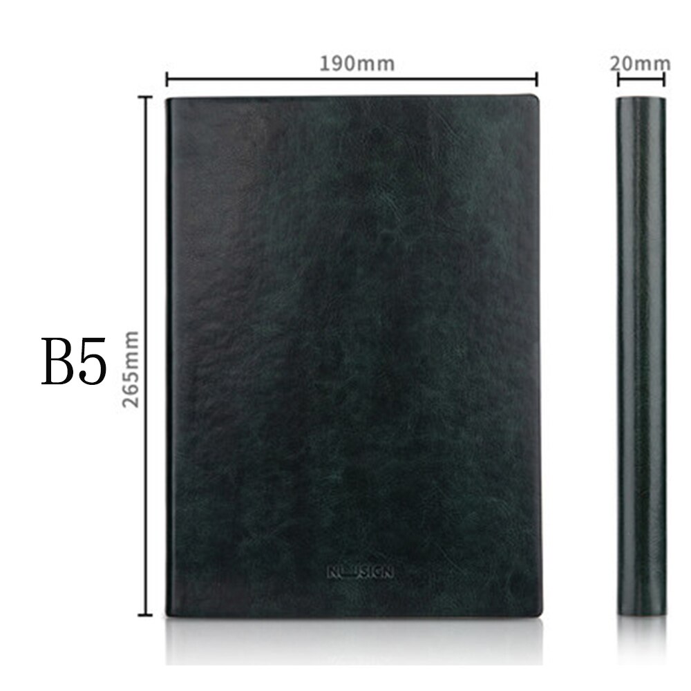 Nusign A5/B5 Sizes Soft Face Leather Notebook High-end Office Business Notebook Leather Face Stationery Bookmark Ribbon: B5 Green