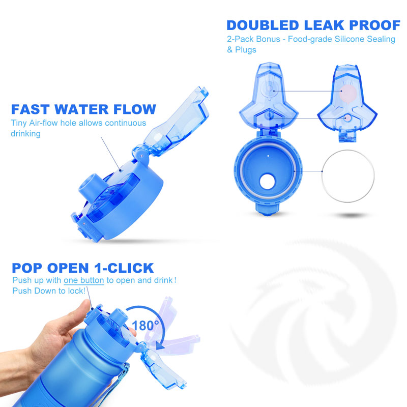 Sport vattenflaska lock 400/500 ml lock hoppande tritan material termos propp tillbehör