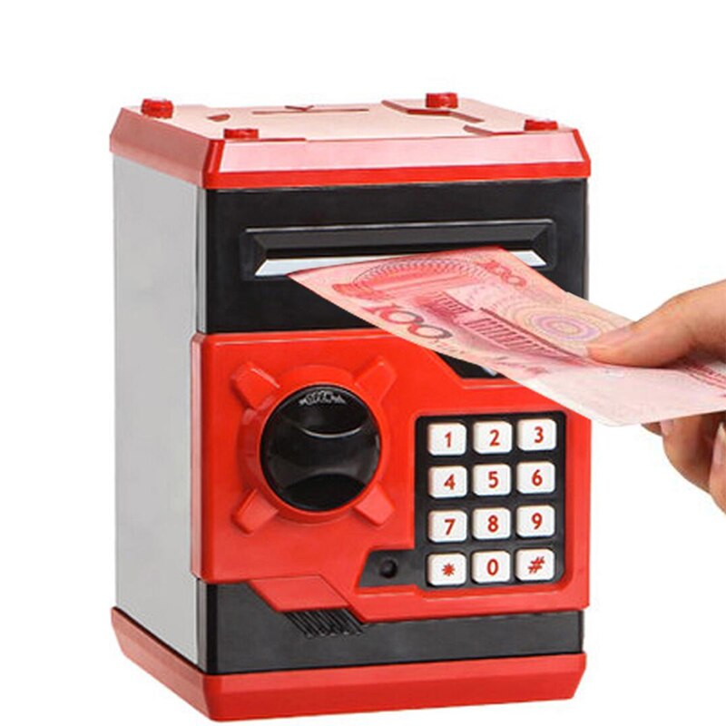 Nieuw Spaarpot Mini Atm Spaarpot Elektronische Wachtwoord Kauwen Coin Cash Storting Machine Cadeau Voor Kinderen kids-Blauw