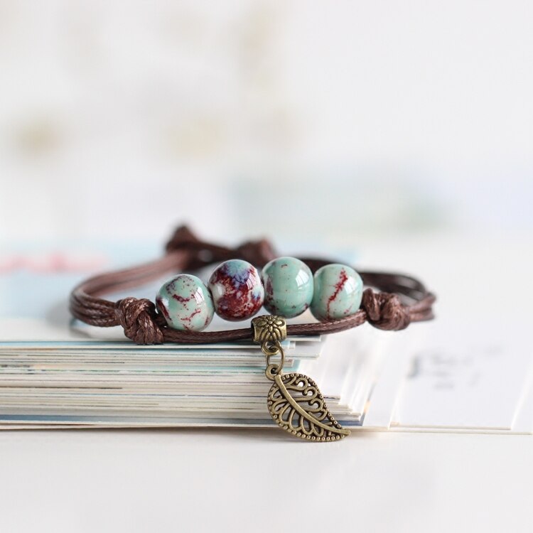 Pulsera de Cerámica con Cuentas - Cuentas Redondas - Estilo Vintage - Joyería para Mujer