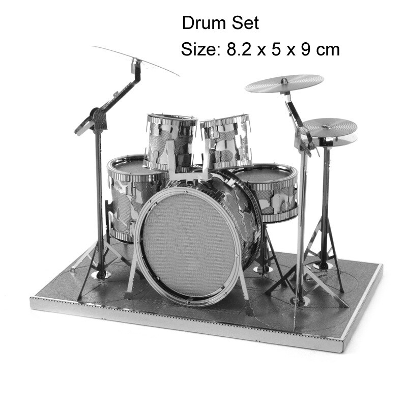 Muziekinstrument 3d metalen puzzel vleugelpiano drumstel bas viool modelbouwpakketten legpuzzel speelgoed voor kinderen