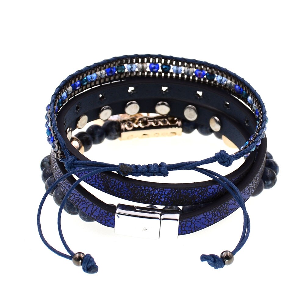 WELLMORE 3 pcs pulseiras composto modo perla braceletes de couro menina pulseiras charme pulseiras para as mulheres por atacado