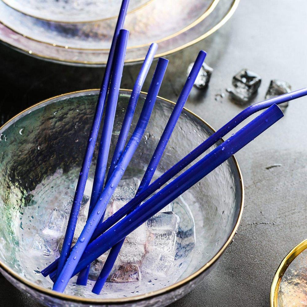 Reusable Stainless Steel Straw Induction Temperature Color Change drinking Straw with cleaner brush