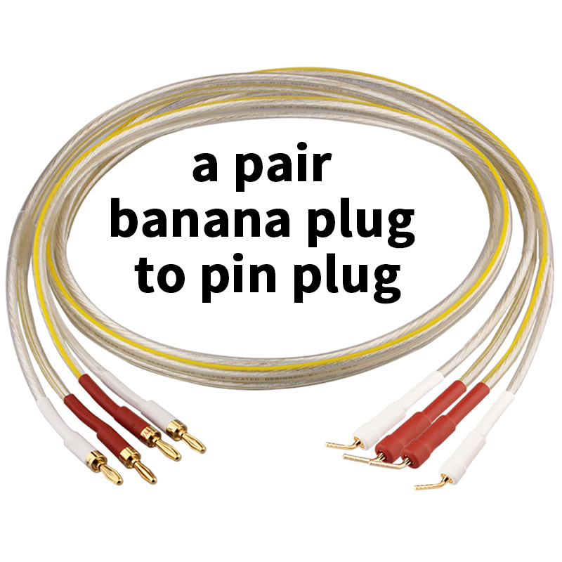Câble de haut-parleur plaqué argent HIFI, fil de haut de gamme 6N OFC pour amplificateur systèmes Hi-fi, prise Y, câble de haut-parleur à fiche banane: Beige / 3,6 m