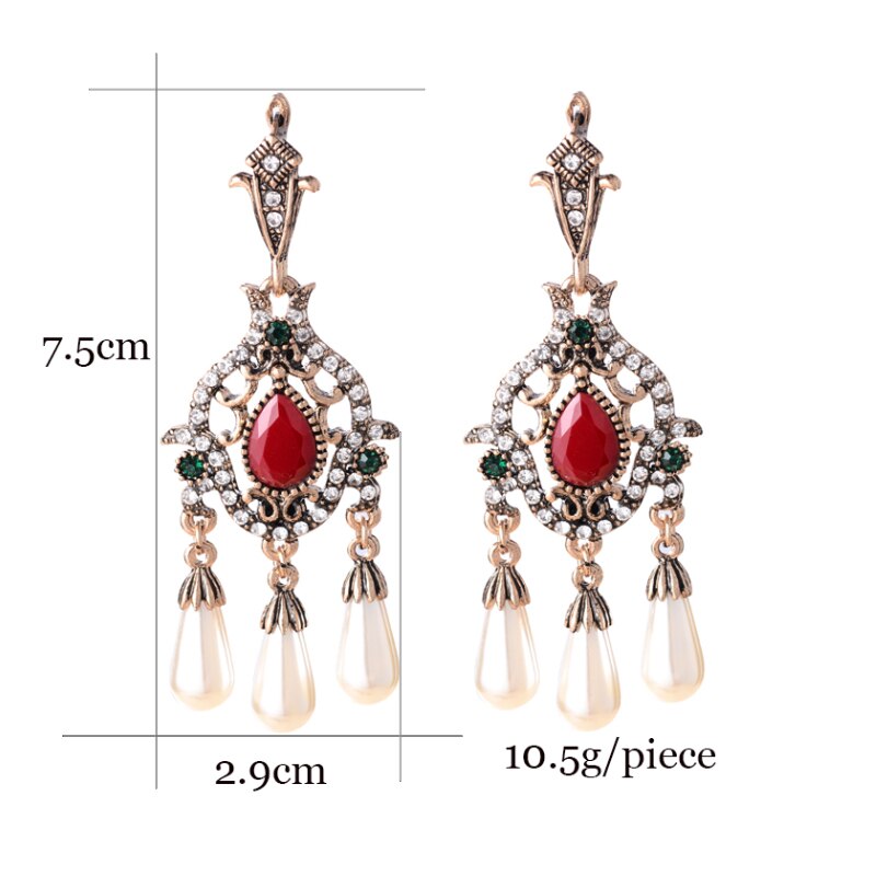 Ensemble collier et boucles d&#39;oreilles pour filles, bijoux turcs mosaïque, vert, rouge, résine, cristal, argent tibétain, pendentifs