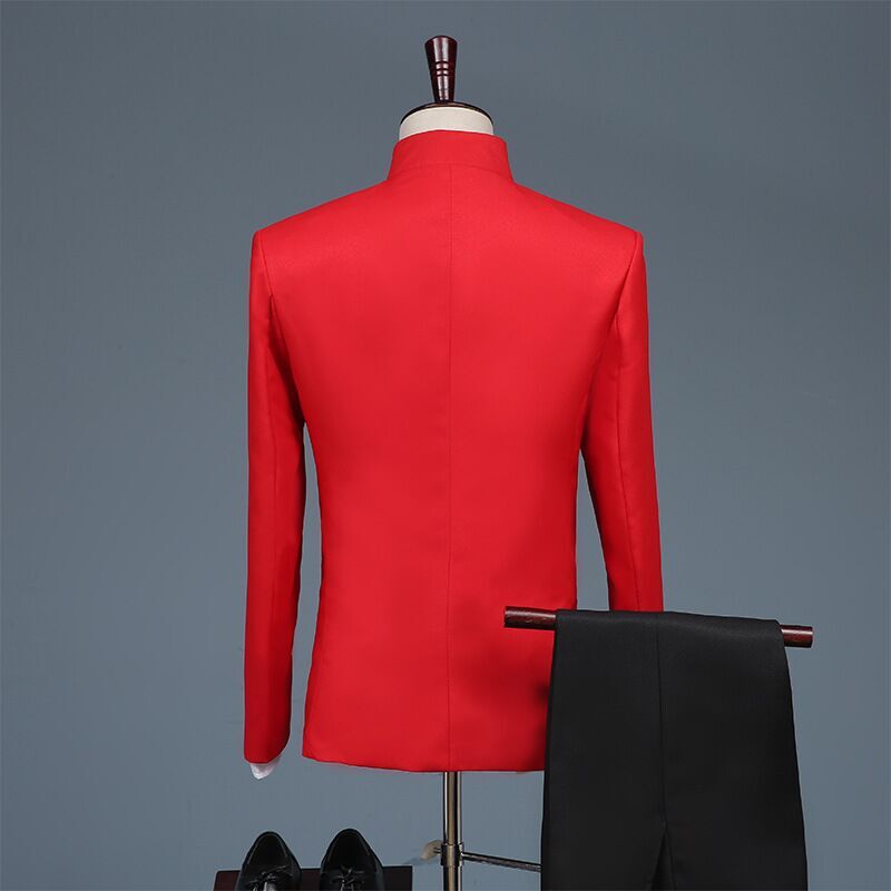 Conjunto de 2 trajes con estampado Floral para hombre, traje de 2 piezas para cantante de escenario, chaqueta para novio y boda