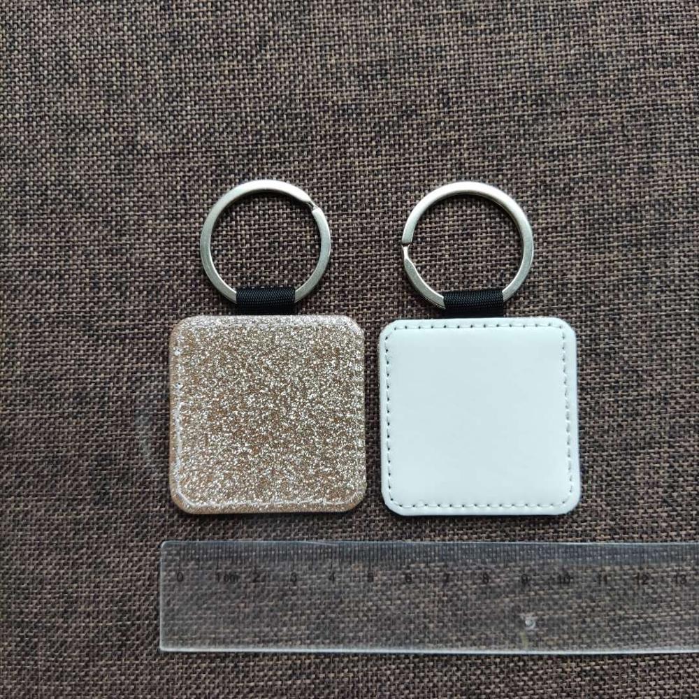 Gratis Shipping10pcs Leeg Sublimatie Bling Lederen Hanger Tags Sleutelhangers Diy Afdrukken Sublimatie Inkt Transfer Papier Afdrukken: Golden Square