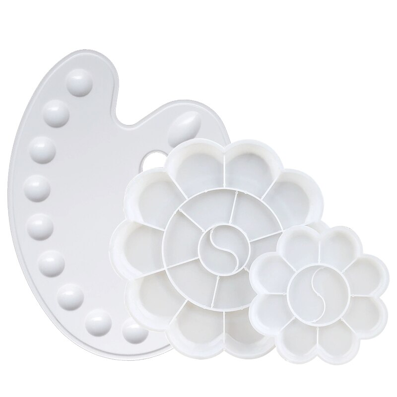 Paleta de plástico REDONDA/Ovalada para dibujo artístico, bandeja de colores para acuarela/Gouache/Herramienta de pintura china, paleta de pintura blanca,