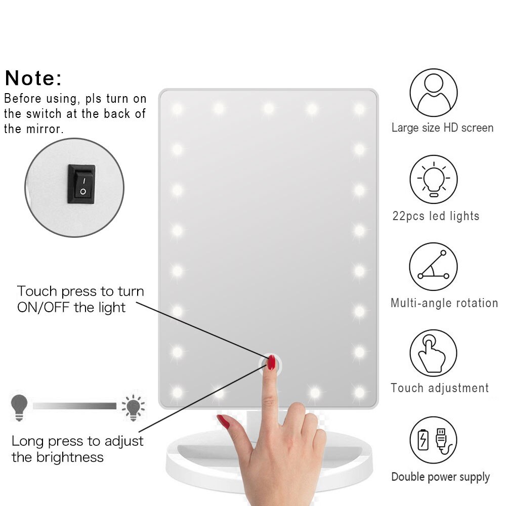 10X Grote Led Licht Make-Up Spiegel Lamp Vergrootglas Batterij Draagbare Vanity Glas Mini Miroir Badkamer Cosmetische Bad Zuignap