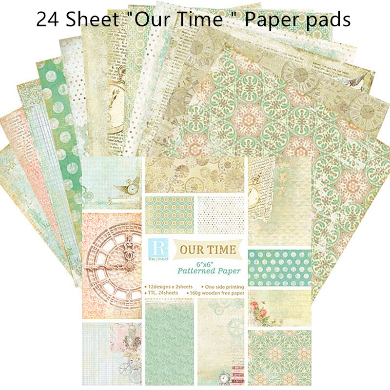 24 sheet Swan Flamingo Scrapbooking background paper 6 inch pattern paper material for DIY photo album scrapbook junk journal: Our time