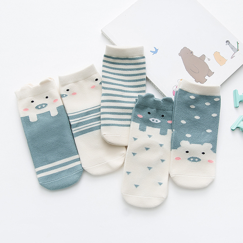 Happyflute 5 Paren/partij Unisex Mooie Leuke Cartoon Kids Baby Sokken Meisje Jongen Baby Peuter Sokken Baby Zachte Katoenen Sokken 0-12 Y: C / 12m