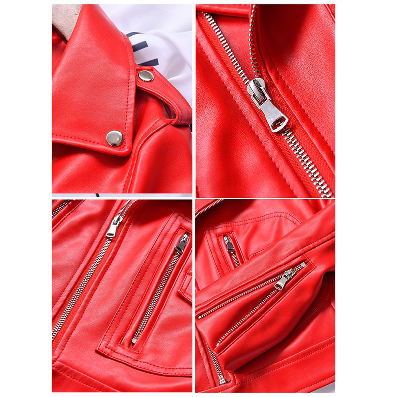 Girls PU Leather Jacket Little Girl Long Sleeve La... – Grandado - Foto 5