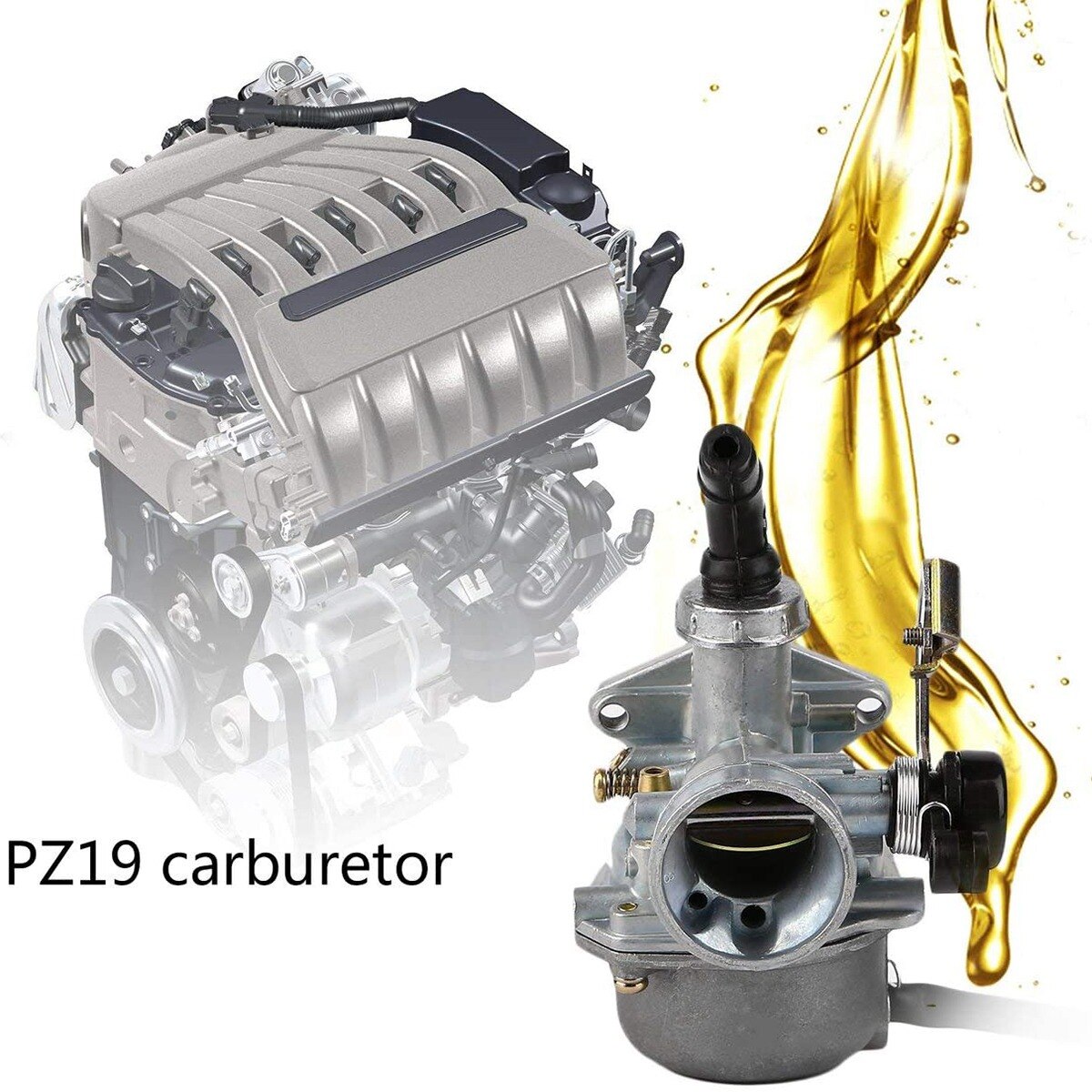 PZ19 19mm Motorcycle Carb Carburetor for KEIHI 50Cc 70Cc 90Cc ATV Buggy Kart Horizontal Engine: Default Title