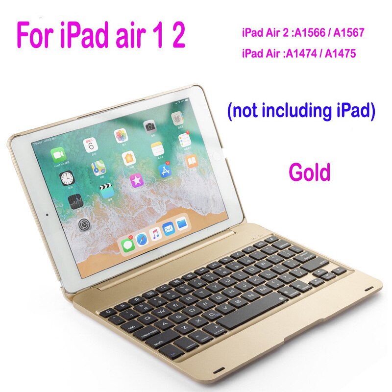 Smart Keyboard for Apple iPad 9.7 5th 6th Generation Bluetooth Keyboard Case for iPad mini 1 2 3 4 5 Air 1 2 Pro 9.7: ipad air 1 2 Gold