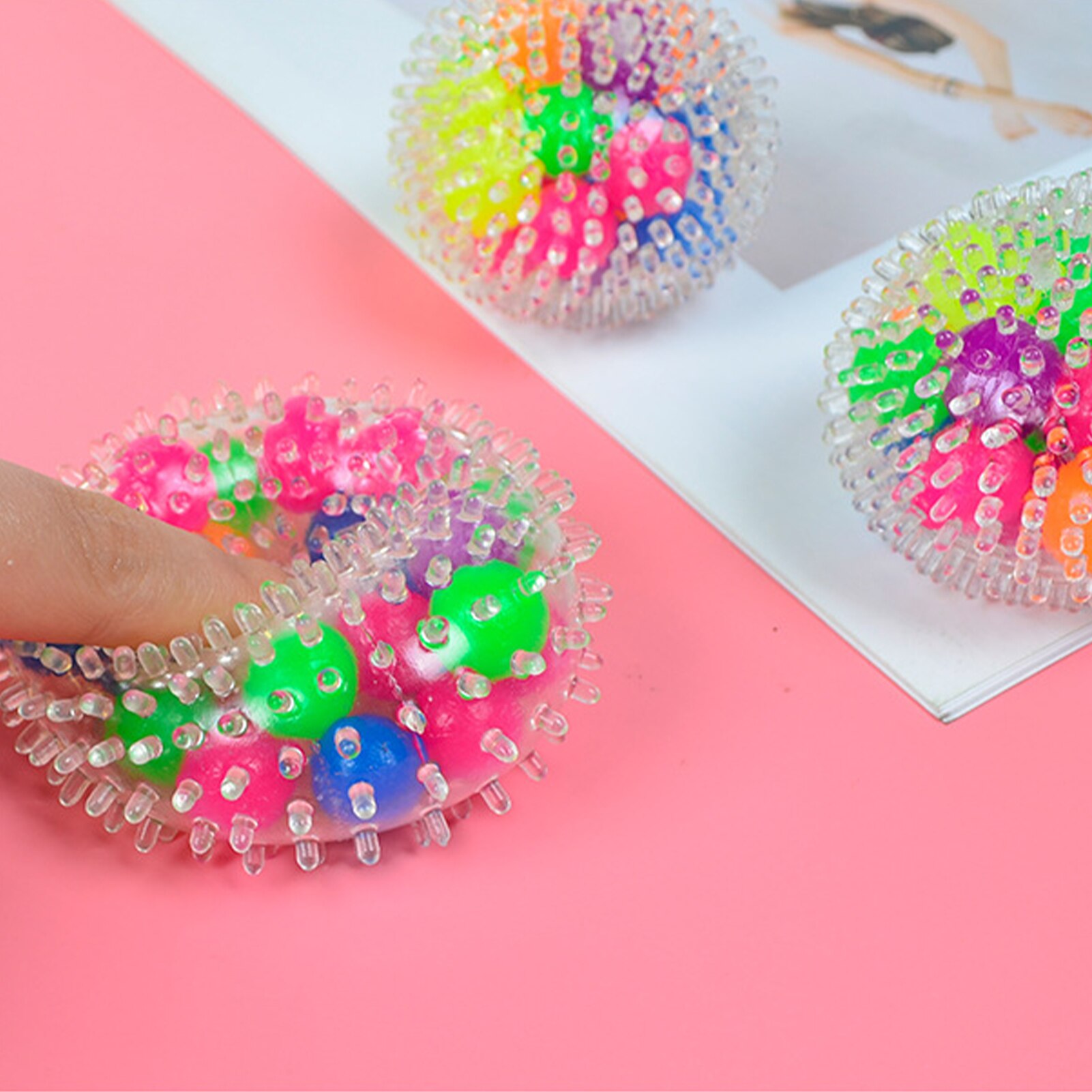 Rainbow Novetly Squeeze Ball Mesh Squishy Balls Stress Relief Squeeze Grape Balls Relieve Pressure Balls Hand Fidget Toy