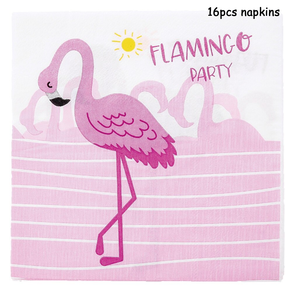 Suministros de de cumpleaños, vajilla desechable de flamenco, rosa, plato, tazas o manteles, Baby Shower, decoración para de boda: 16pcs napkins