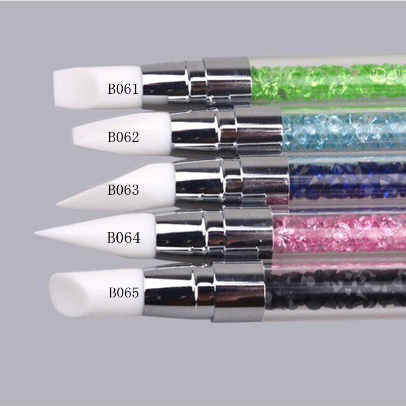 Pincel para pintar Nail Art, 1 unidad, 2 formas, silicona, grabado de huecos herramientas de manicura de decoración de uñas # G-B061
