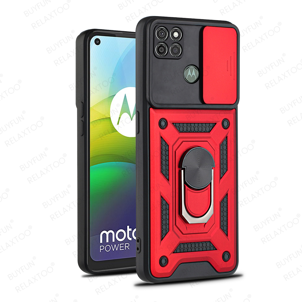 Armor Metal Case Voor Motorola Moto G9 Power XT2091-3 XT2091-4 Vinger Ring Houder Stand Cover Fundas Voor Moto Rola G 9 G9 Power: Red  Case X 1