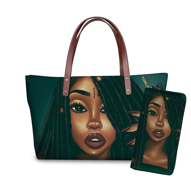 Handbags Women Bags Pan African Girl Custom mode Printing 2pcs/set Shoulder Bag&Wallet UNIA Flag Females Top-Handle Bags: style8