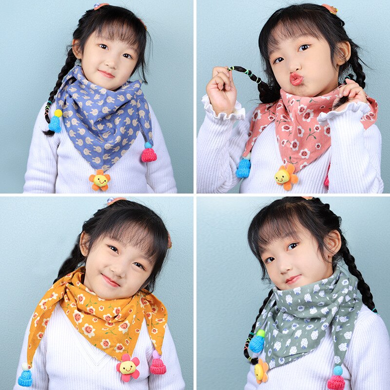 Sciarpa per bambina inverno autunno dolce stampa sciarpa per bambini sciarpa per bambini in cotone caldo antivento sciarpa a triangolo abbigliamento per bambini
