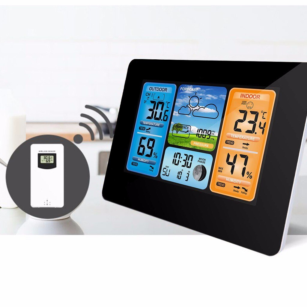 4# Weather Forecast Lcd Display Alarm Clock Wireless Weather Station Temperature Humidity Sensor Lcd Weather Forecast