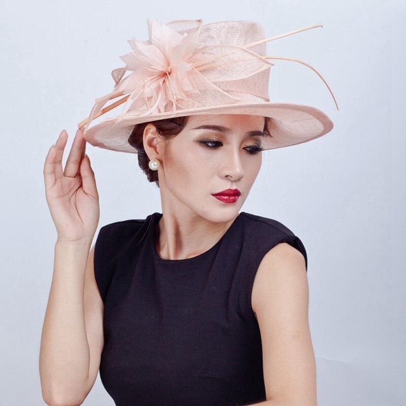 Donne chic Cappello di Fascinator Del Partito di cocktail Cappello di fedora di Modo Copricapi Da Cerimonia Nuziale Della Sposa Accessori Dei Capelli Della signora Chiesa Sinamay Cappelli