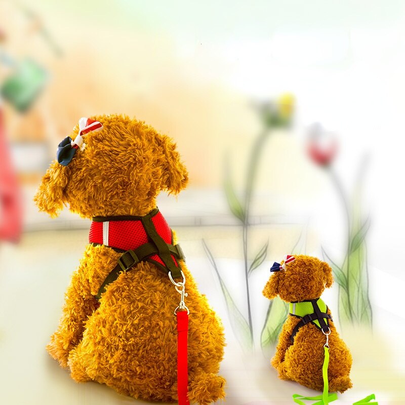 Szelki dla psa i kota regulowany gorset smycz na spacery dla szczeniąt obroża dla psa siatka poliestrowa szelki dla średniej wielkości placki kot zwierzęta