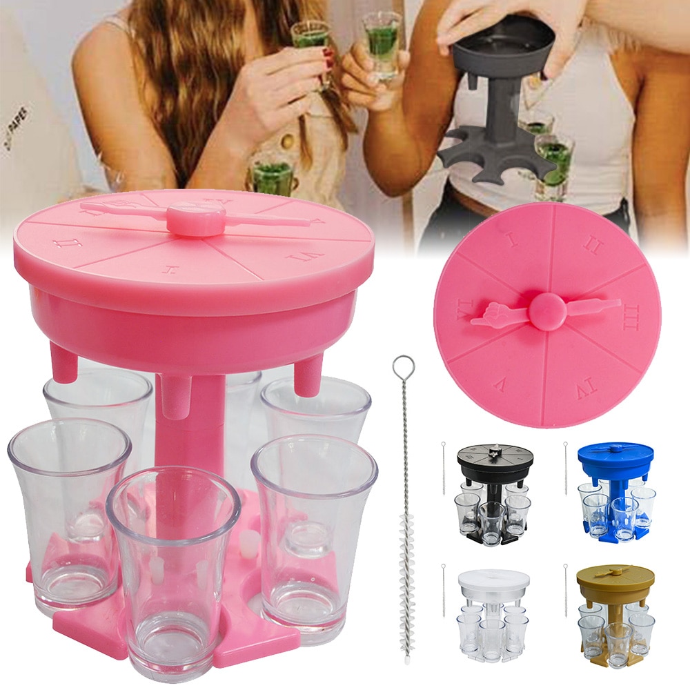 Verbeterde 6 Borrelglas Dispenser Fles Schoten Whisky Glazen Houder Dispenser Met Draaitafel Thuis Bar Party Games Drinken Tool