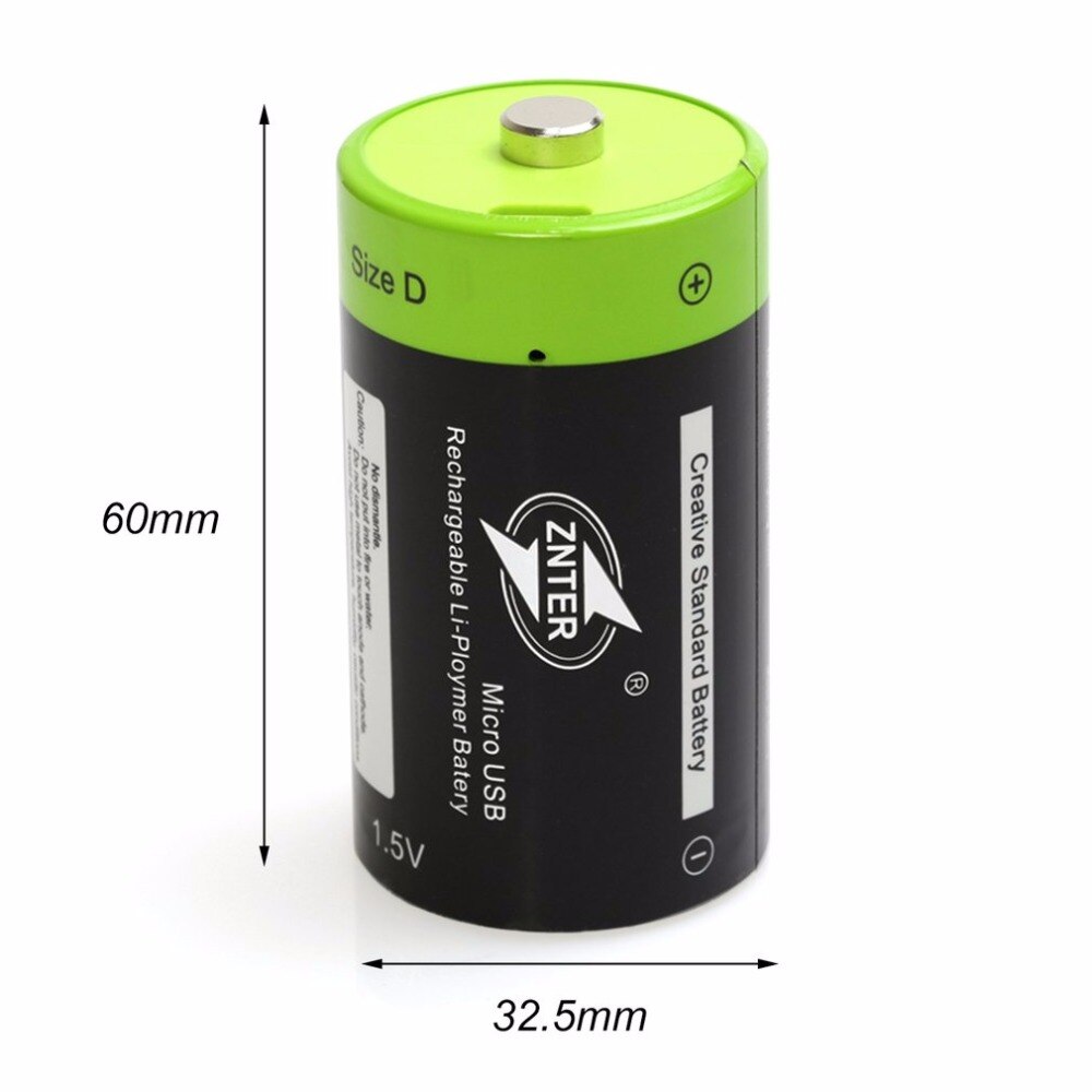 Znter Praktische 1.5V 4000 Mah Usb Oplaadbare D Batterij Lithium Polymeer Voor Camera Drone Accessoires