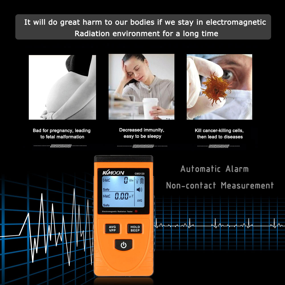 Kkmoon  gm3120 digital lcd elektromagnetisk strålingsdetektor meter dosimeter tester tæller diagnostisk værktøj til stråling