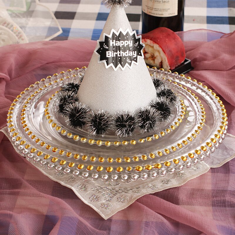 Plateau de rangement rond en perles, verre Transparent pour gâteau aux fruits, assiette à Dessert, hôtel, Restaurant, service de table, ustensiles de cuisine