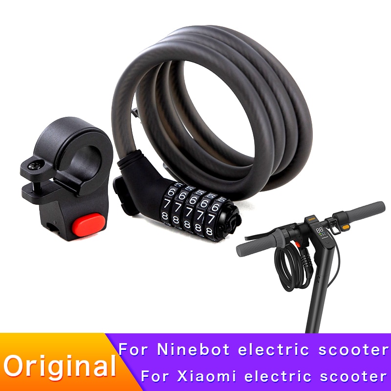 Dispositif antivol Ninebot d'origine pour trottinette électrique,avec serrure à mot de passe, modèles compatible: MAX G30/ES2/E22 E25/Xiaomi,