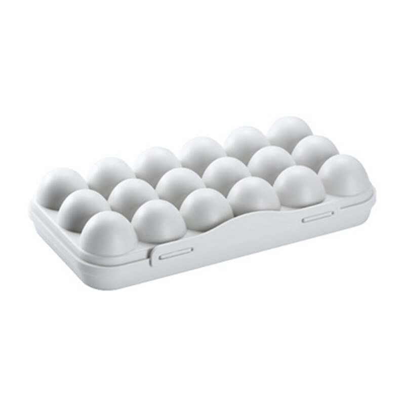 Household Kitchen Fresh-keeping Egg Storage Tray Eggs Dispenser Egg Storage Box with Lid Buckle Type: Grey - 18 grids