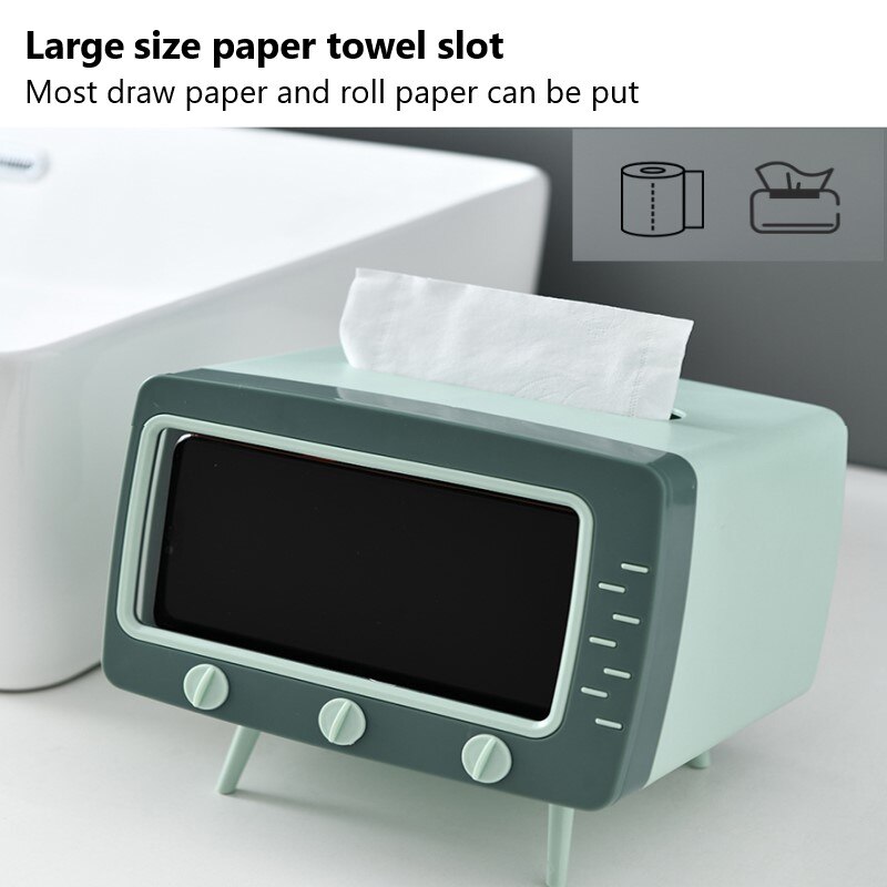 Multifunctionele Tv Vorm Tissue Doos Mobiele Telefoon Rack Huishouden Keuken Tissue Opbergdoos Woonkamer Pompen Doos Thuis