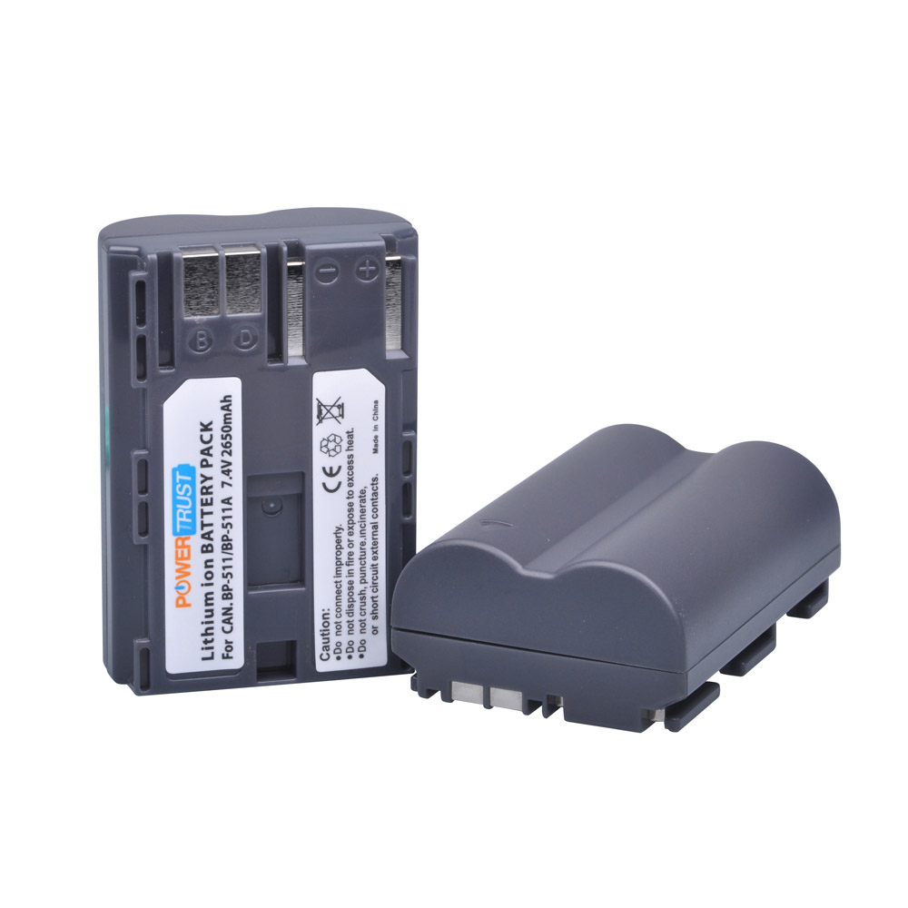 BP-511 BP-511A 2650mAh Camera Battery BP511 BP 511 For Canon EOS 40D 300D 5D 20D 30D 50D 10D D60 G6 BP 511A: 2 Pack Battery