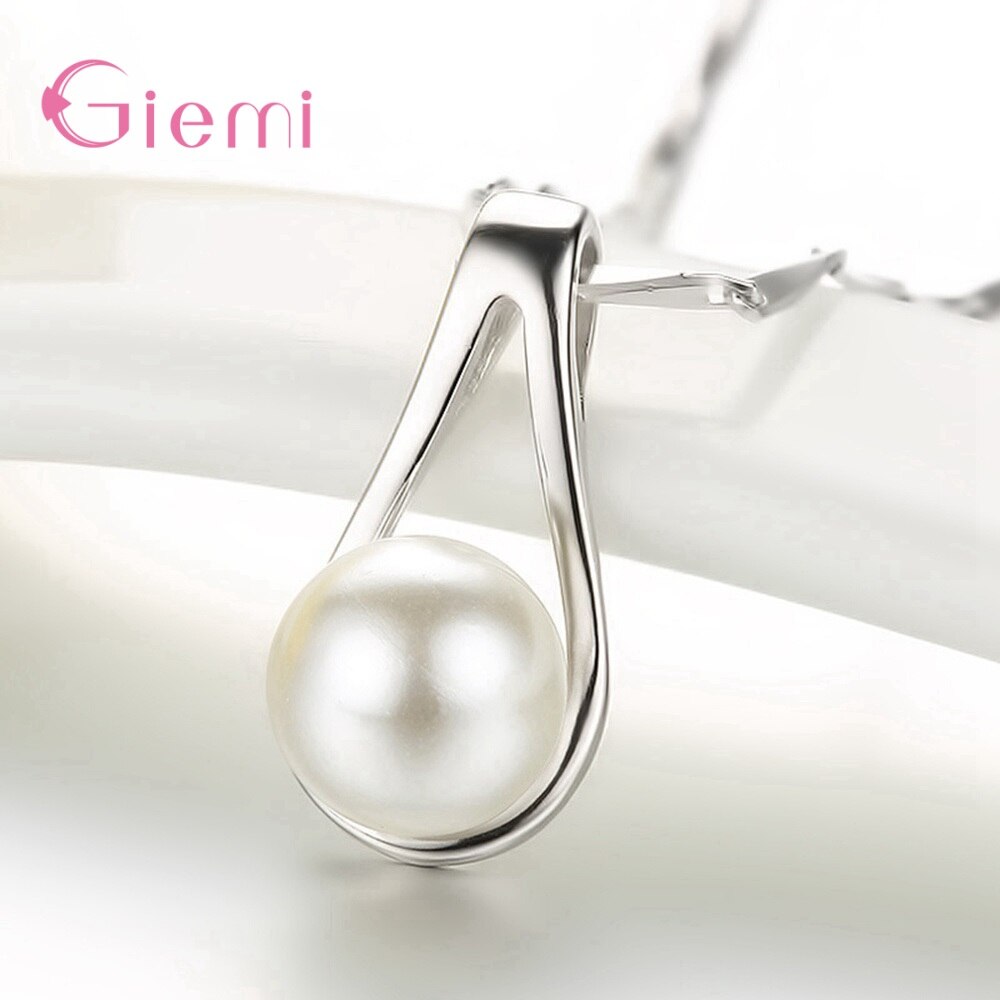 925 Sterling Zilveren Hanger Ketting Oorringen Sieraden Set Voor Vrouwen Partij Trendy Stijl Parels