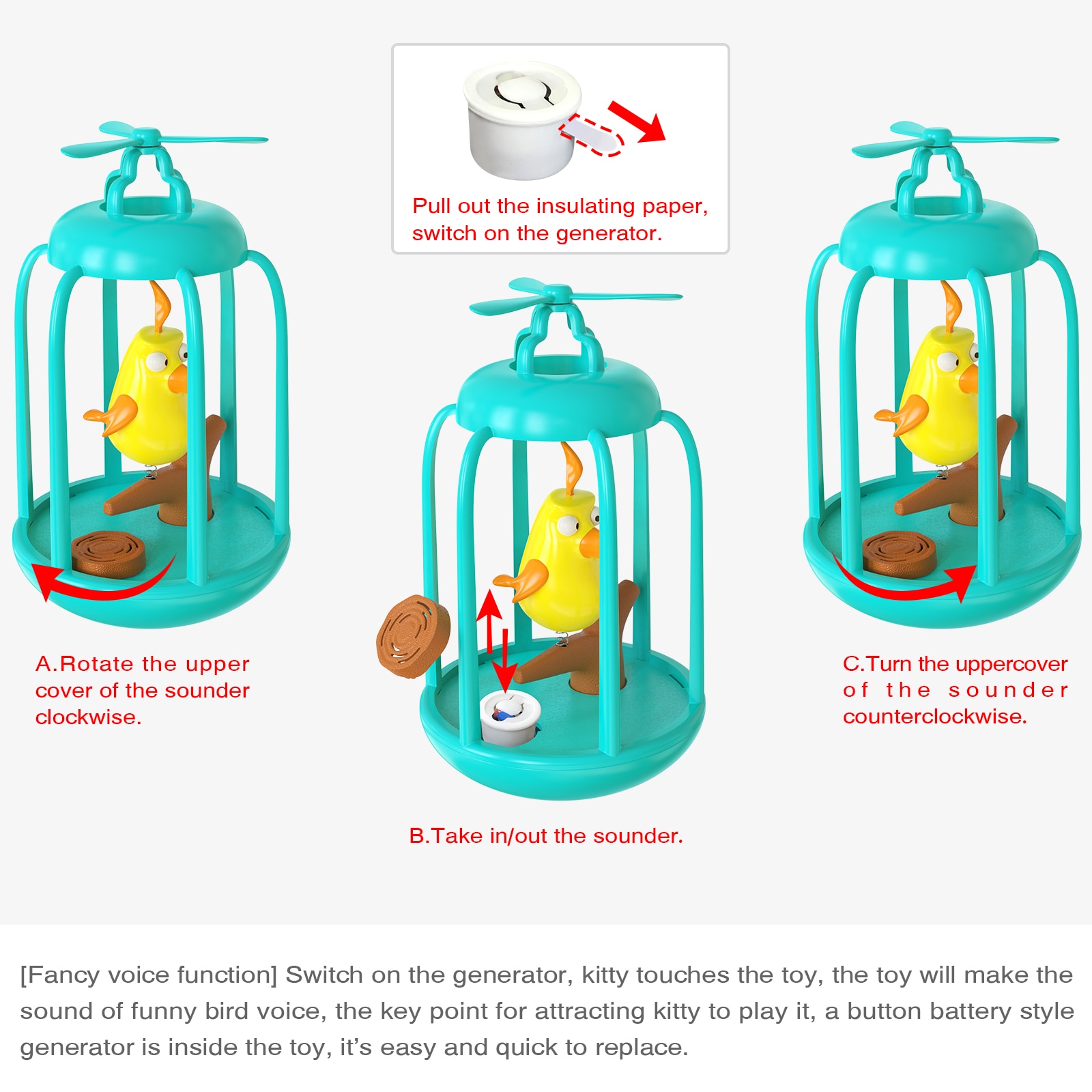 Cage à oiseaux couinants pour chat, jouet Original et amusant, gobelet pour chats et chatons, avec appels d&#39;oiseaux, balançoire Interactive, chasse, produits pour animaux de compagnie