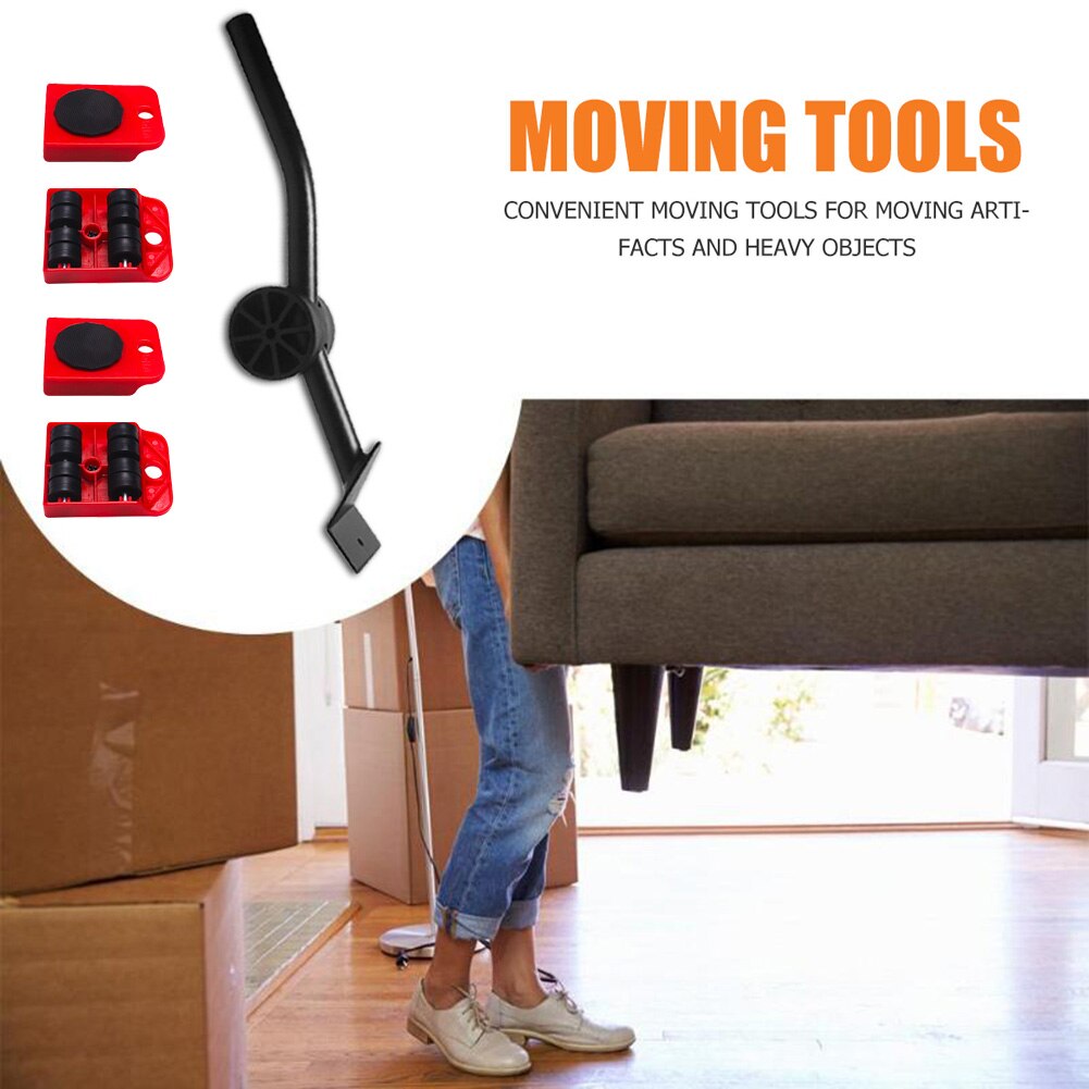 Furniture Transport Lifter Mover Heavy Stuffs Moving Bar Handling Tool Set with A Load of 150KG Easily Move Furniture