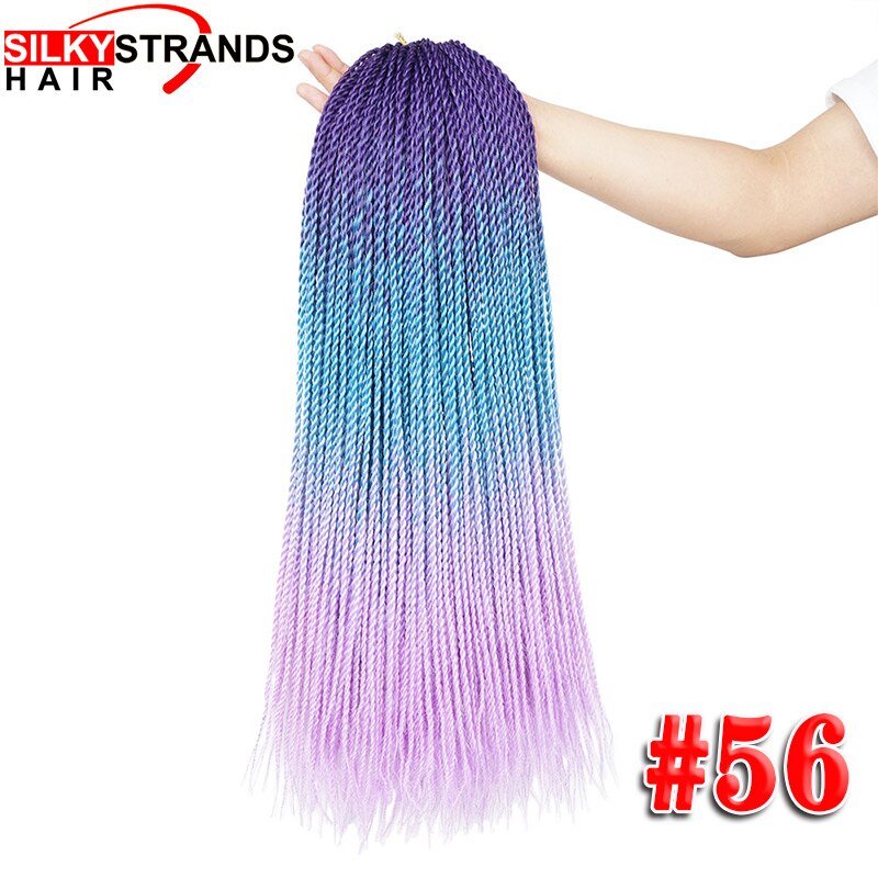 Extensiones de cabello trenzado ombré con hebras sedosas, trenzas de ganchillo sintéticas, colores grises y rubios