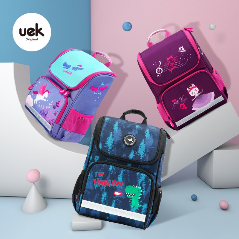 Uek Kid Primary Schoolbag Stationery Book Organizer Bag Backpack For School Girl Dinosaur Shoulders Toddler Boys Bookbag Student