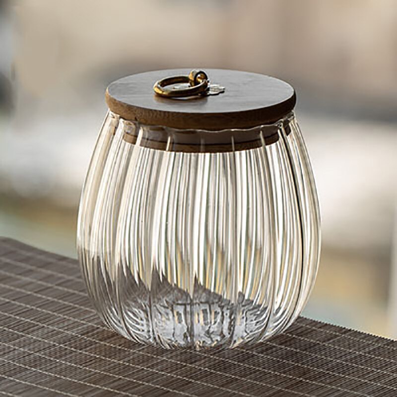 Sucrier Transparent avec couvercle en bois, sucrier, boîtes à épices, boîte à thé, réservoir de grains, ustensiles de cuisine: 750ML