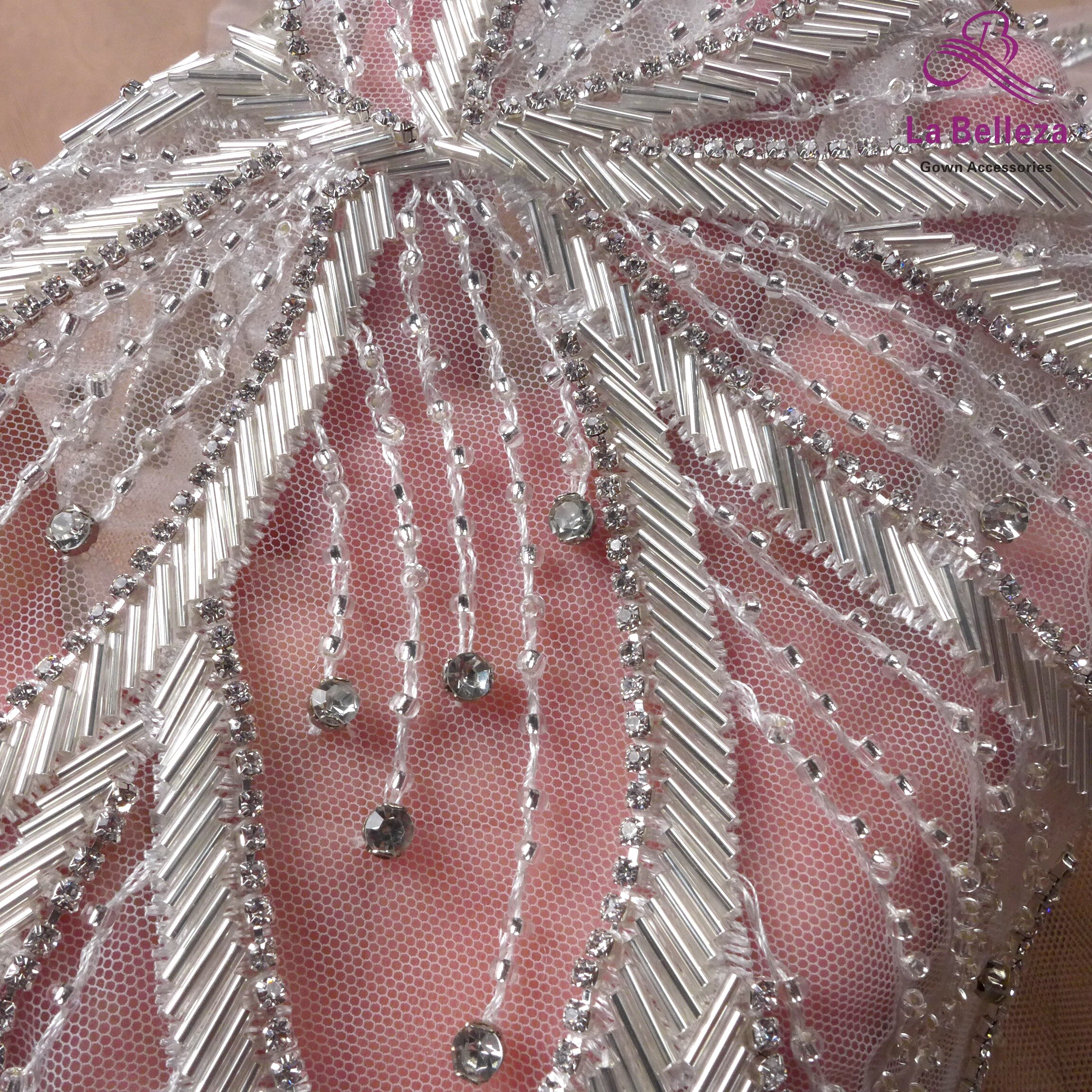 La Belleza Zwarte Kralen Applique Patch, Zilver Grote Patch, Handgemaakte Kristallen Steentjes Gown Applique Accessoires, Gold Patch