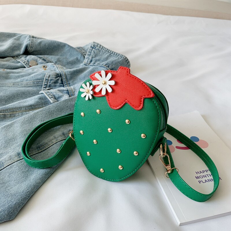 Leuke Pu Leer Meisjes Mini Fruit Portemonnee Kawaii Meisje Aardbei Crossbody Tassen Baby Accessoires Kinderen Portemonnee: green