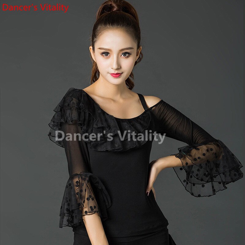 Modern Lace Long Sleeve Modern Latin Dance Clothes Top for Women/female/girl, Tango Samba Ballroom Costume performance wear
