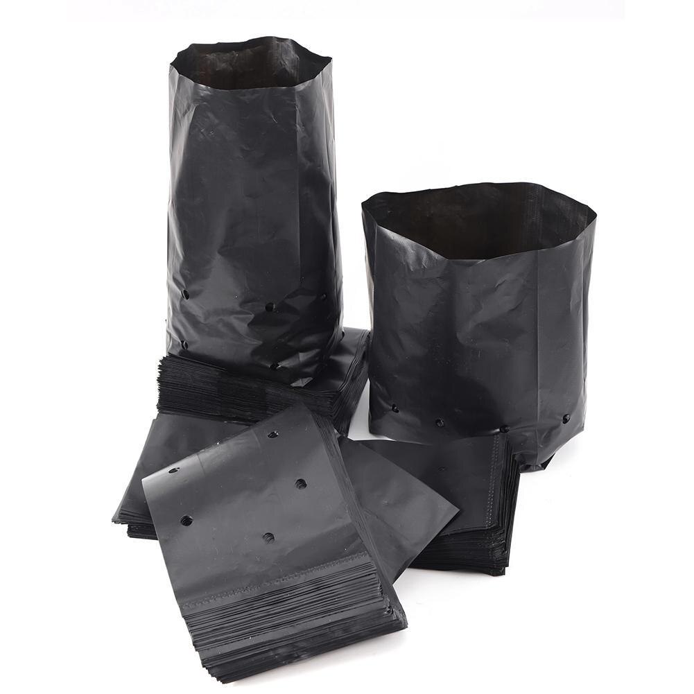 100 Pcs PE Plastic Nursery Bags Plant Grow Bags Seedling Breathable Holes For Fruits Garden Pots Flowers With Vegetables N9I0