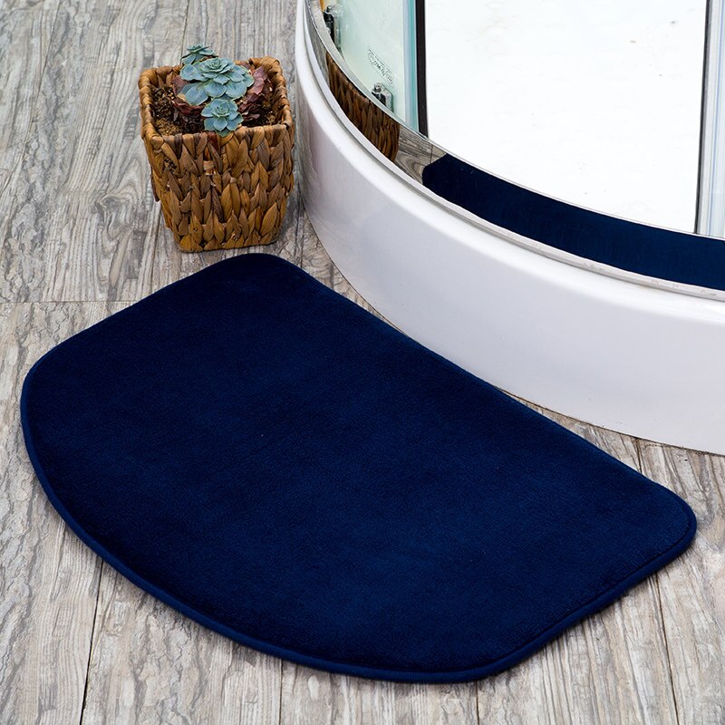 Halfronde badmat tapijten voor toilet badmat antislip tapijt deurmat vloerkleed badmat waterabsorptie wc tapijten: Donkerblauw